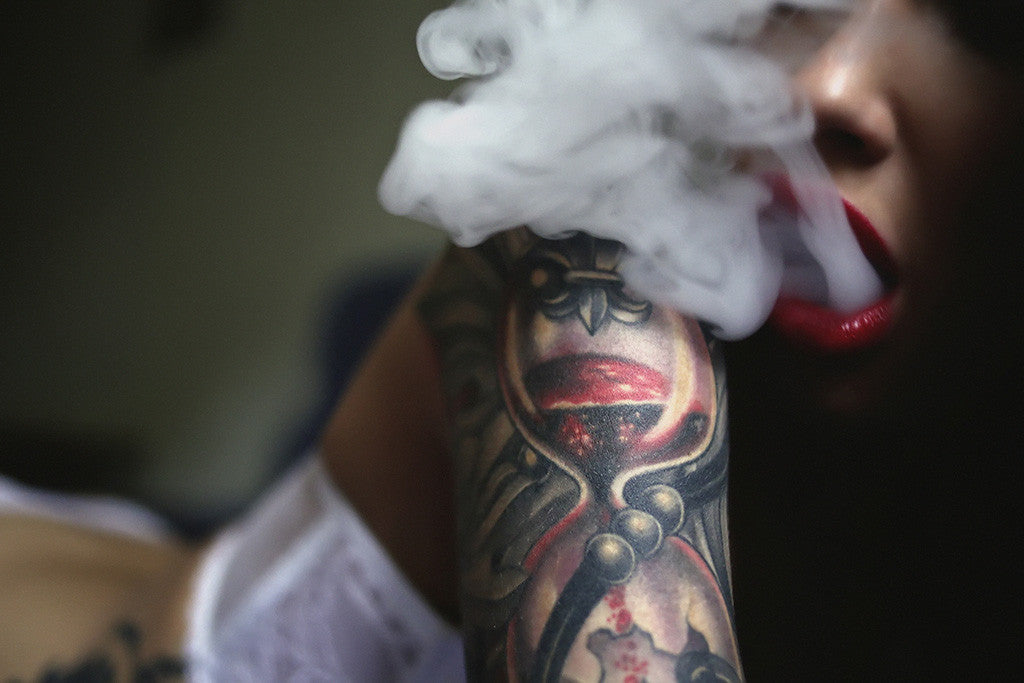 Hot Girl Tattoo Smoke Poster