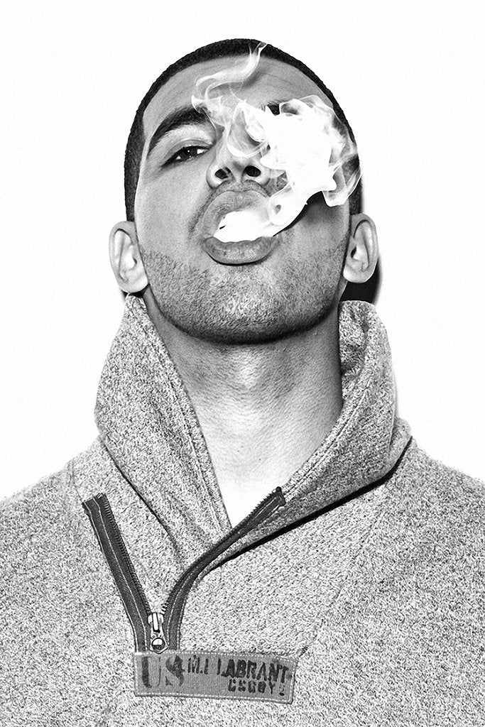 Drake Black and White Smoking Poster