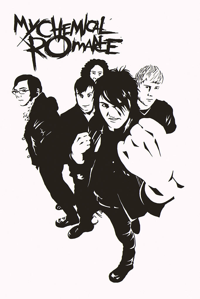 My Chemical Romance Pop Punk Band Black and White Poster