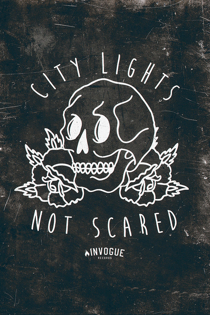 City Lights Pop Punk Band Black and White Poster