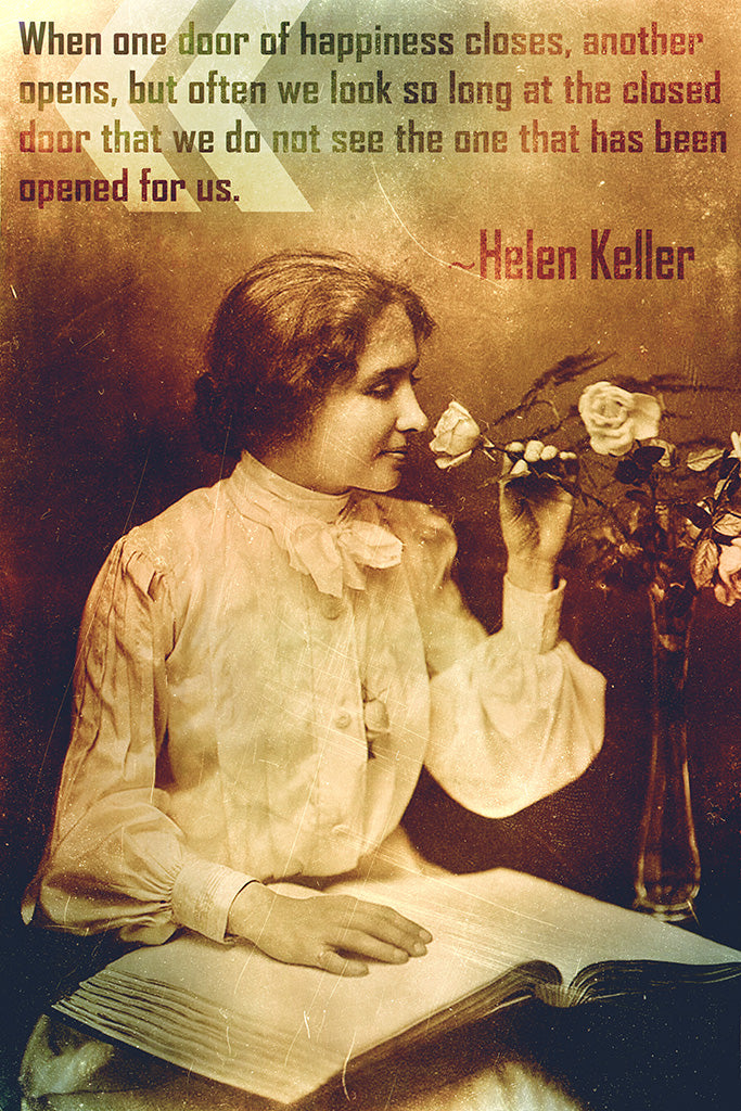Helen Keller Quote When One Door Poster