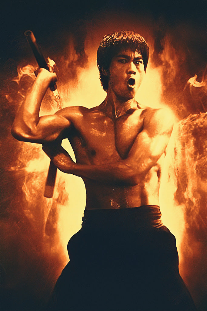 Bruce Lee Flame Poster