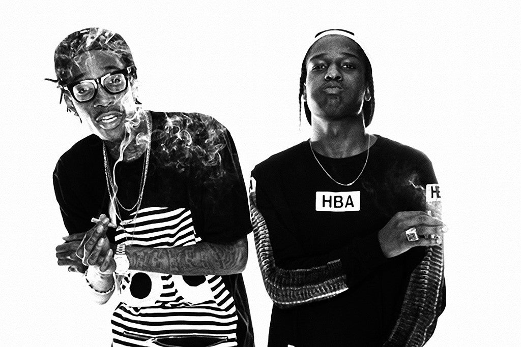 Wiz Khalifa Asap Rocky Smoke Rap Music Black and White Poster