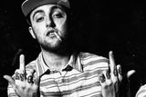Mac Miller Smoke Tattoo Rap Music Black and White Poster