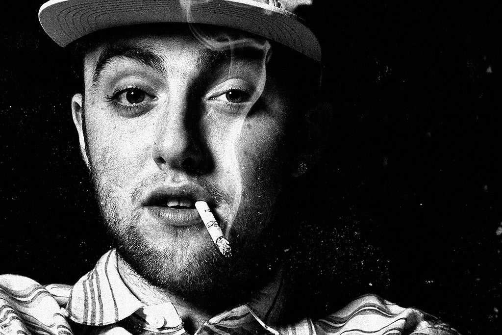 Mac Miller Smoke Rap Music Black and White Poster