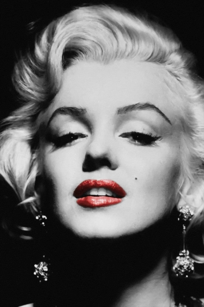 Marilyn Monroe Black and White Red Lips Poster