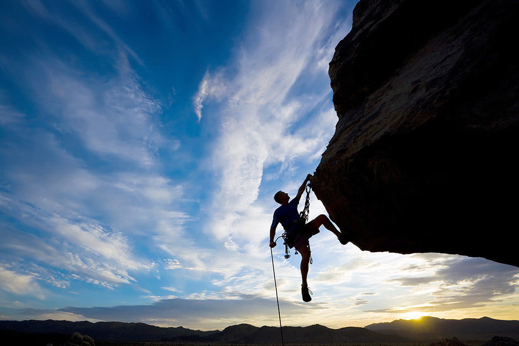 Extreme Sports Rock Climbing Sunset Poster