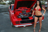 Muscle Car Chevrolet Camaro Hot Girl Brunette Poster