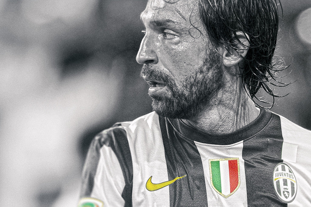 Andrea Pirlo Black and White Soccer Football Poster
