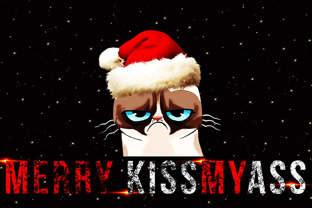 Grumpy Cat Quotes Merry Christmas Funny Prank Poster