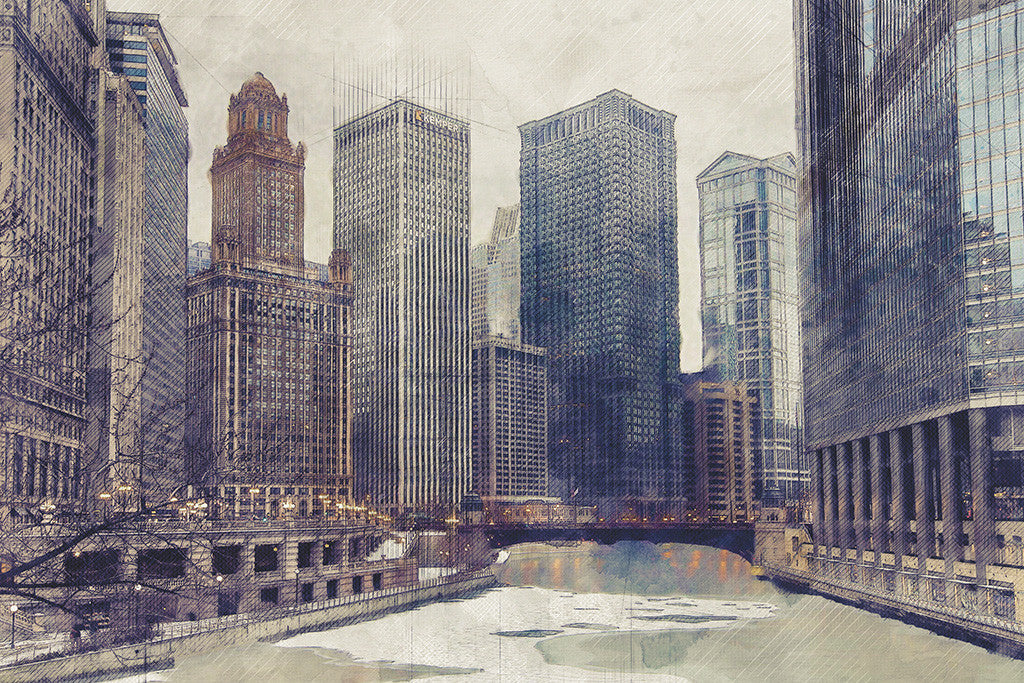 Chicago Bridge USA Cityscape Poster