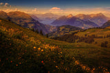 Switzerland Sunset Mountains Landscape Poster
