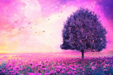 Violet Birds Trees Landscape Poster