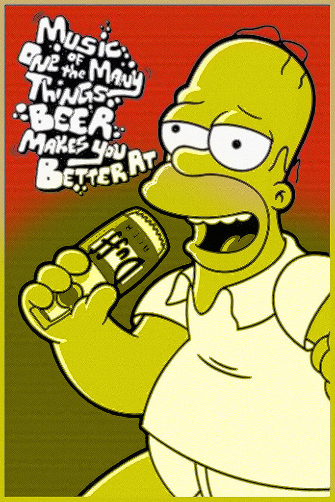 Homer Simpson Beer Music Humor Funny Poster