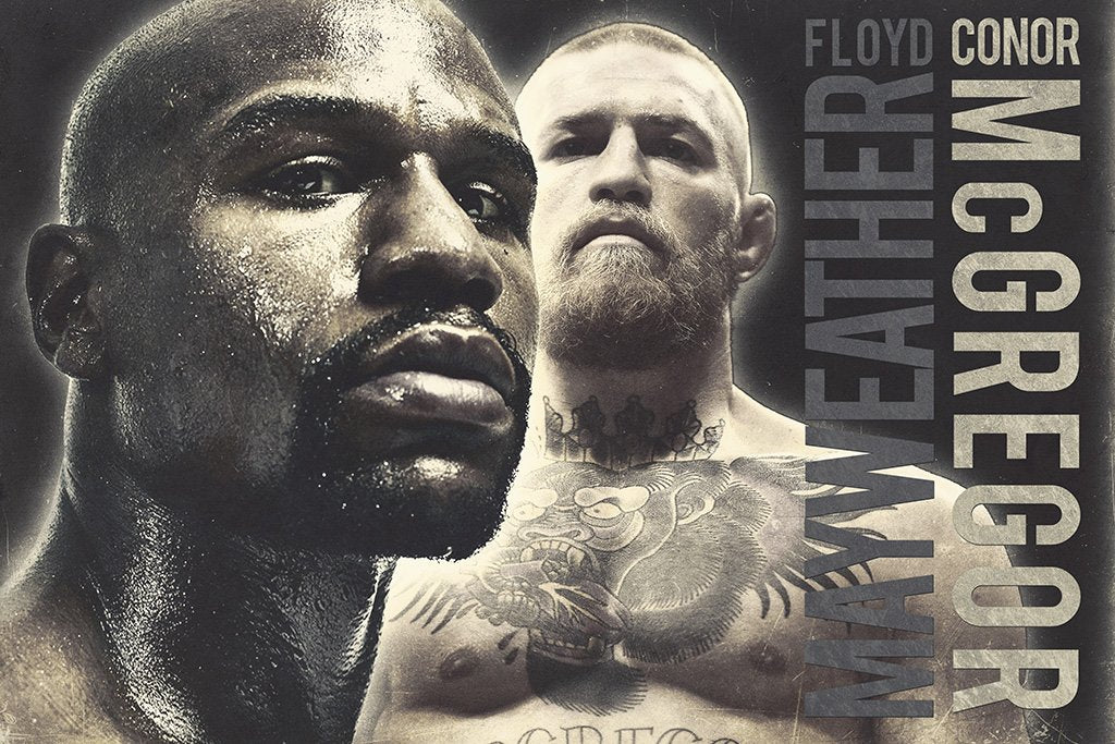 Conor McGregor vs Floyd Mayweather B&W Poster