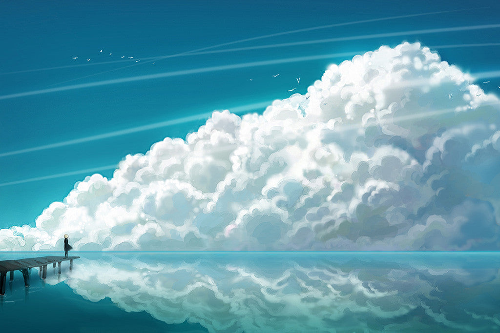 Girl Sea Clouds Anime Manga Poster