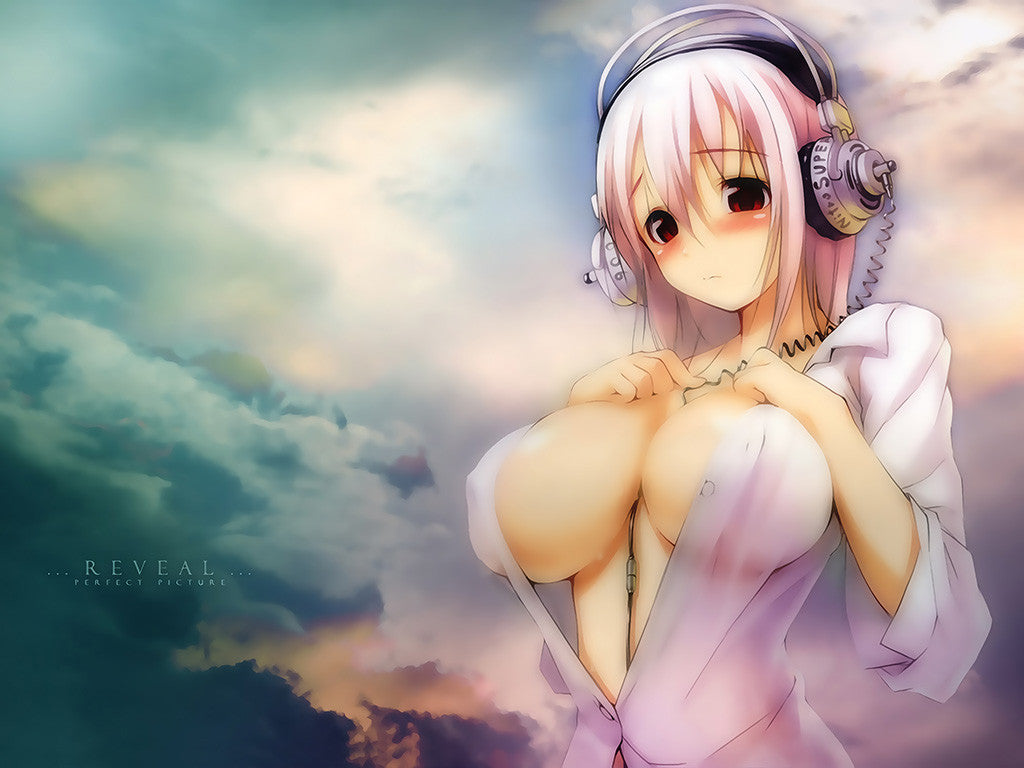 Anime Sexy Girl Breasts Headphones Poster