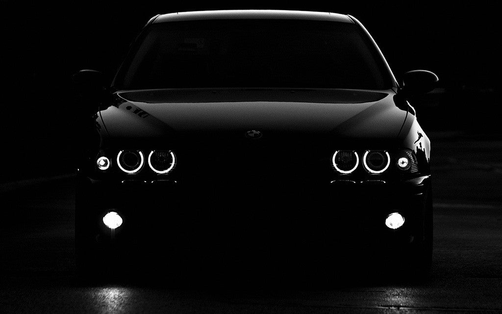 Car BMW M5 Angelic Angel Eyes Black and White Poster