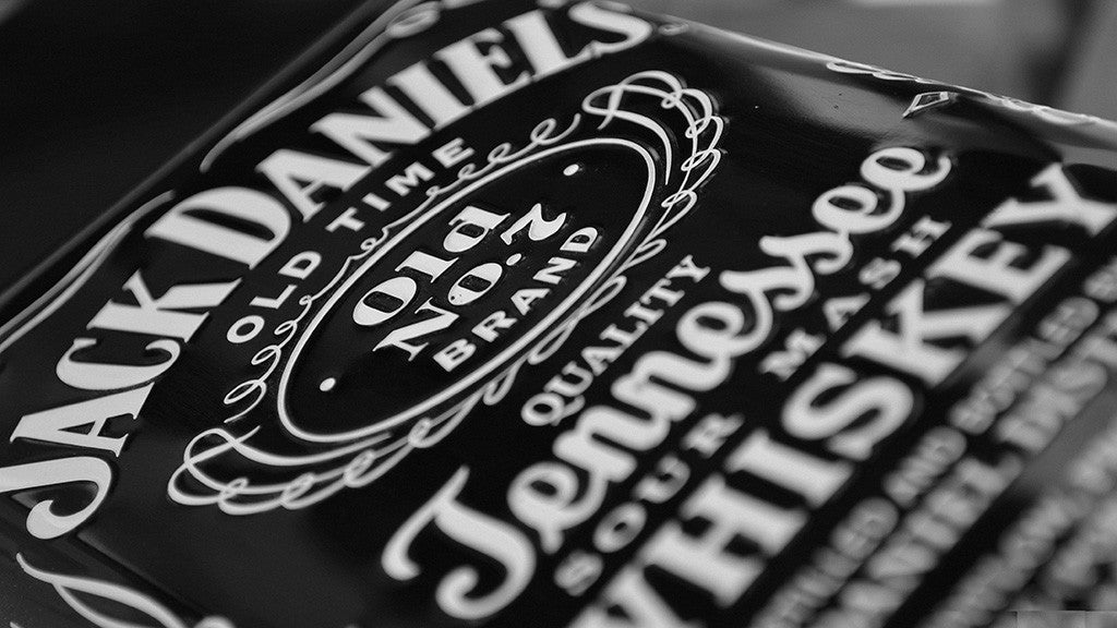 Jack Daniels Bottle Whiskey Alcohol Black and White Poster