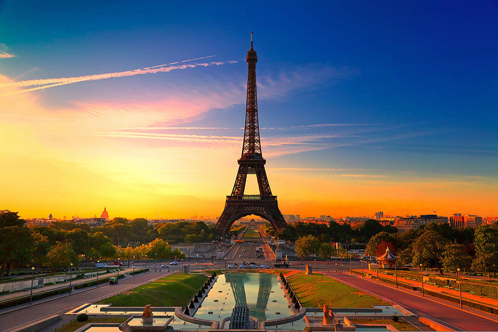 Beautiful City Paris France Eiffel Tower Sunset Poster