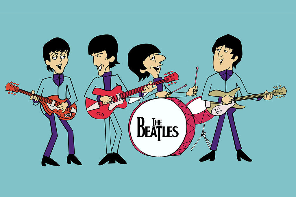 The Beatles Cartoon Rock Music Poster