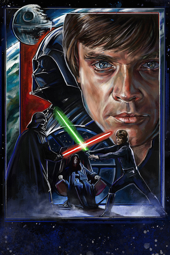 Star Wars Luke Skywalker Darth Vader Movie Fan Art Poster