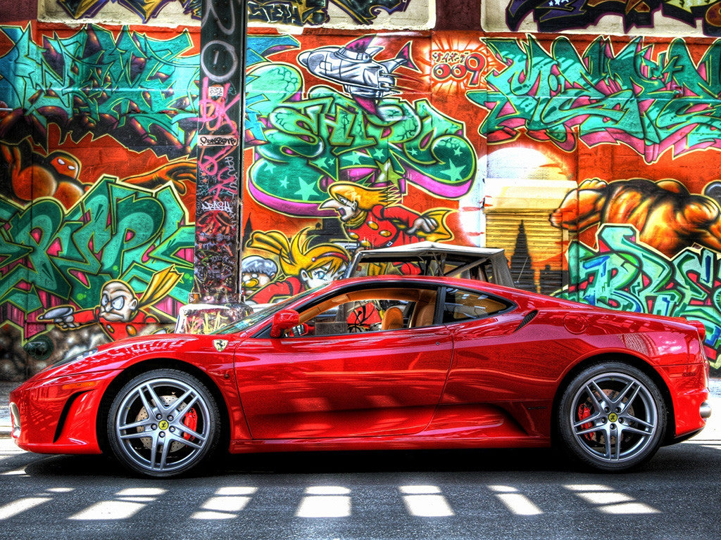 Red Ferrari Graffiti Colorful Vivid Poster