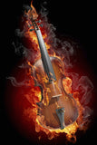 Flaming Violin Rock Music Poster