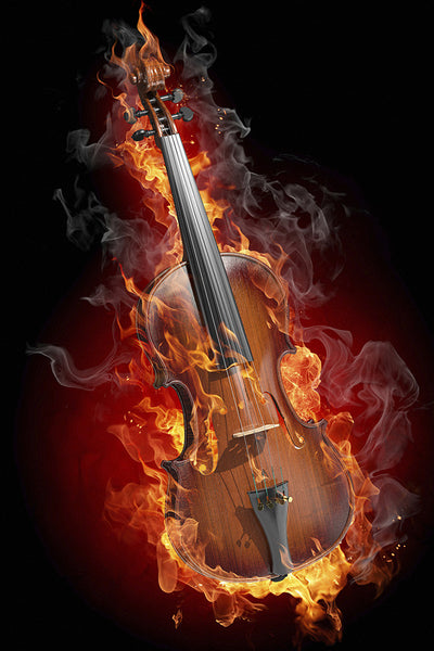 Flaming Violin Rock Music Poster – My Hot Posters