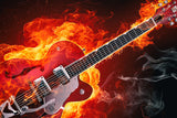 Flaming Guitar Rock Poster