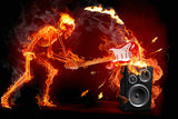 Flaming Skull Guitar Rock Music Poster