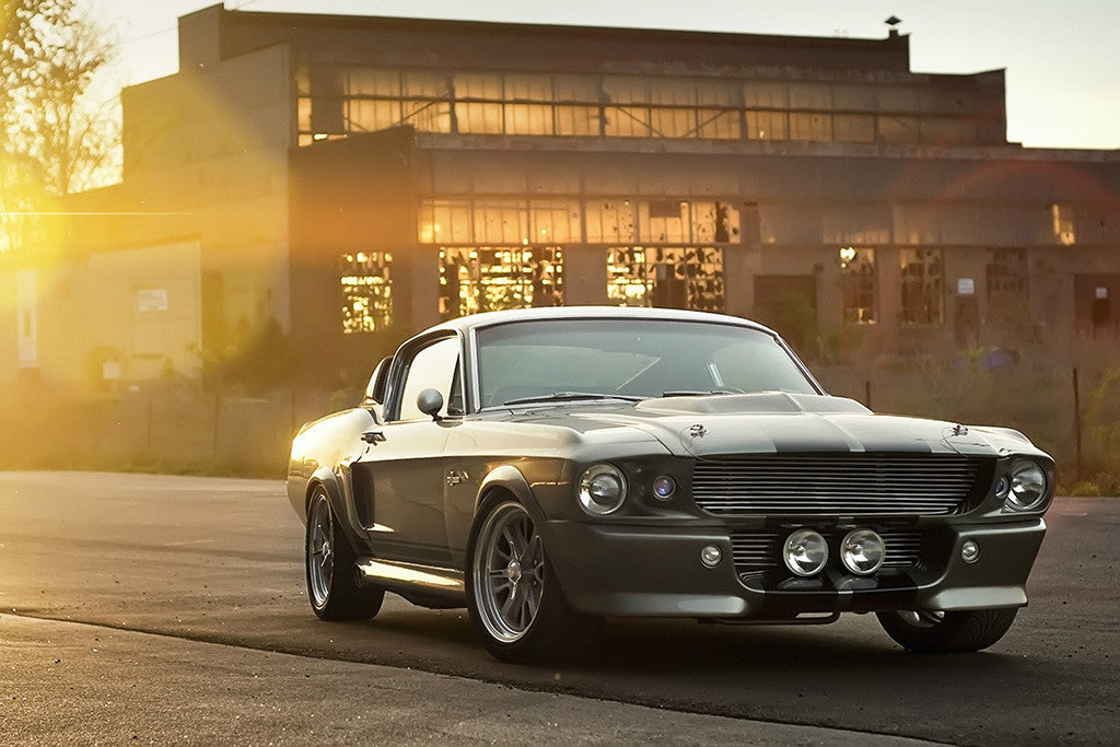 Ford Mustang Shelby GT500 Sunset Retro Muscle Car Poster