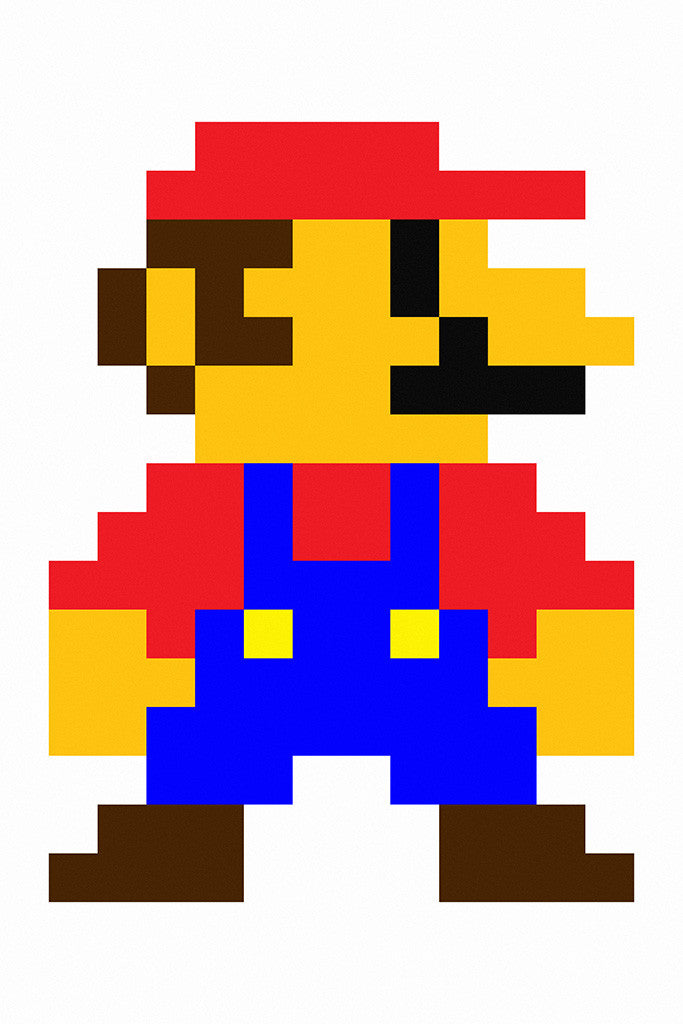 Mario 8 Bit Pixel Old Classic Retro Game Poster