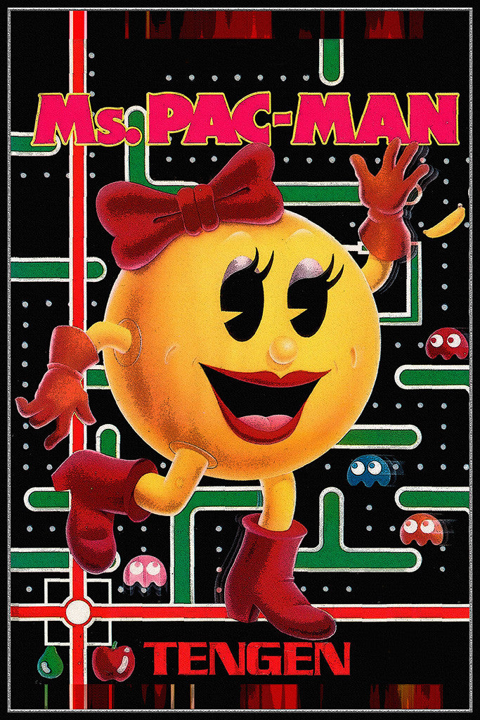 Ms. Pac-Man Pacman Old Classic Retro Game Poster