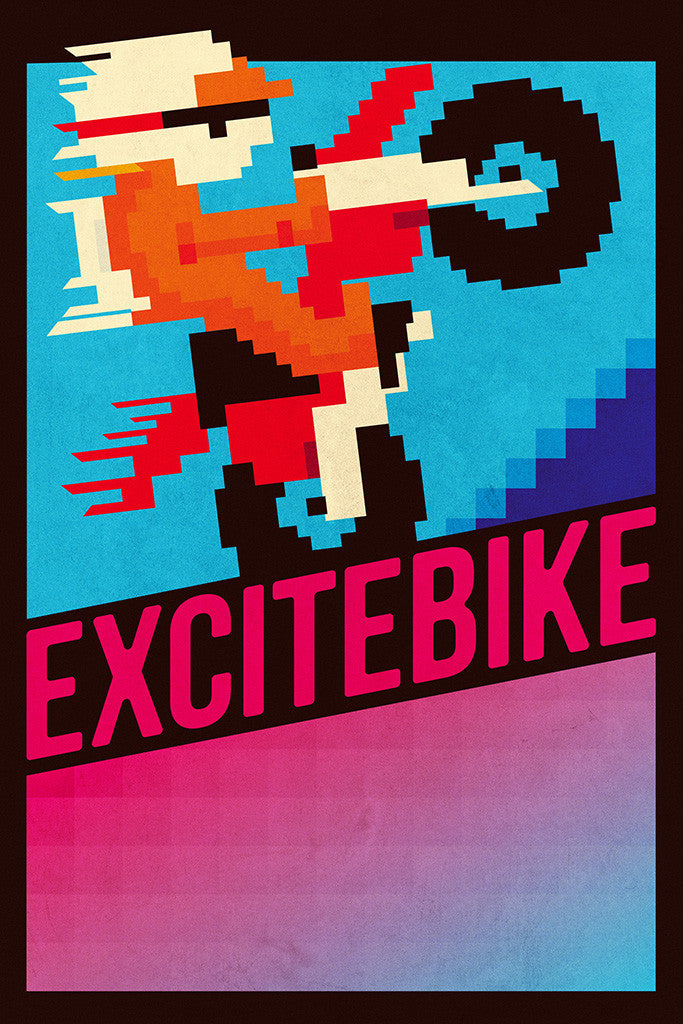 Excitebike Old Classic Retro Game Poster