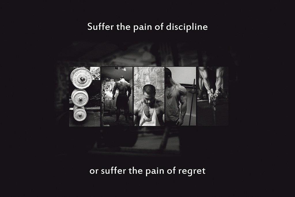 Pain of Discipline Bodybuilding Gym Motivation B&W Poster
