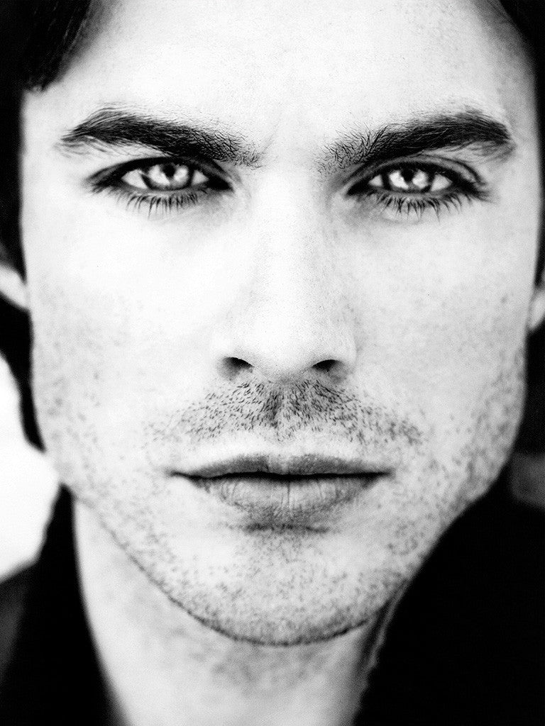 Ian Somerhalder The Vampire Diaries Black and White Close Up Poster