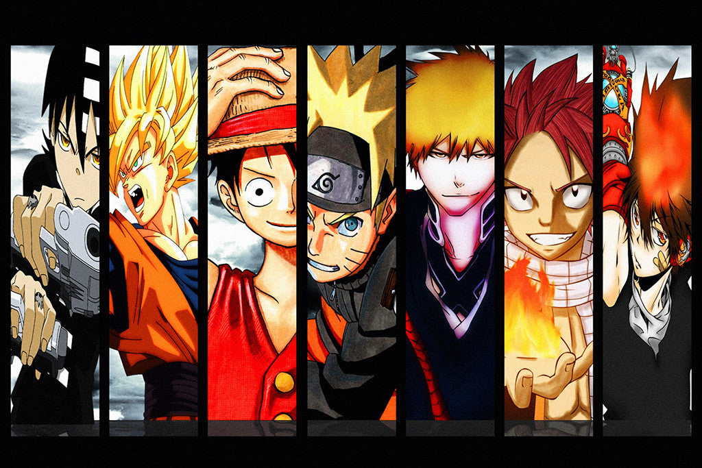 Naruto One Piece Dragon Ball Z Anime Poster