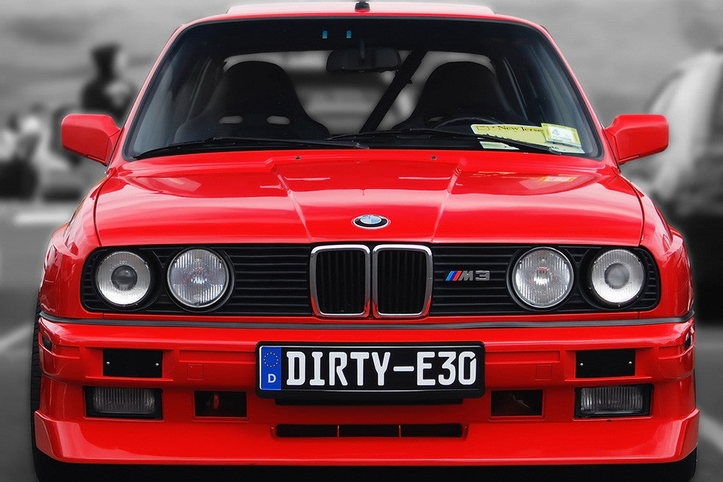 BMW E30 M3 Red Car Poster