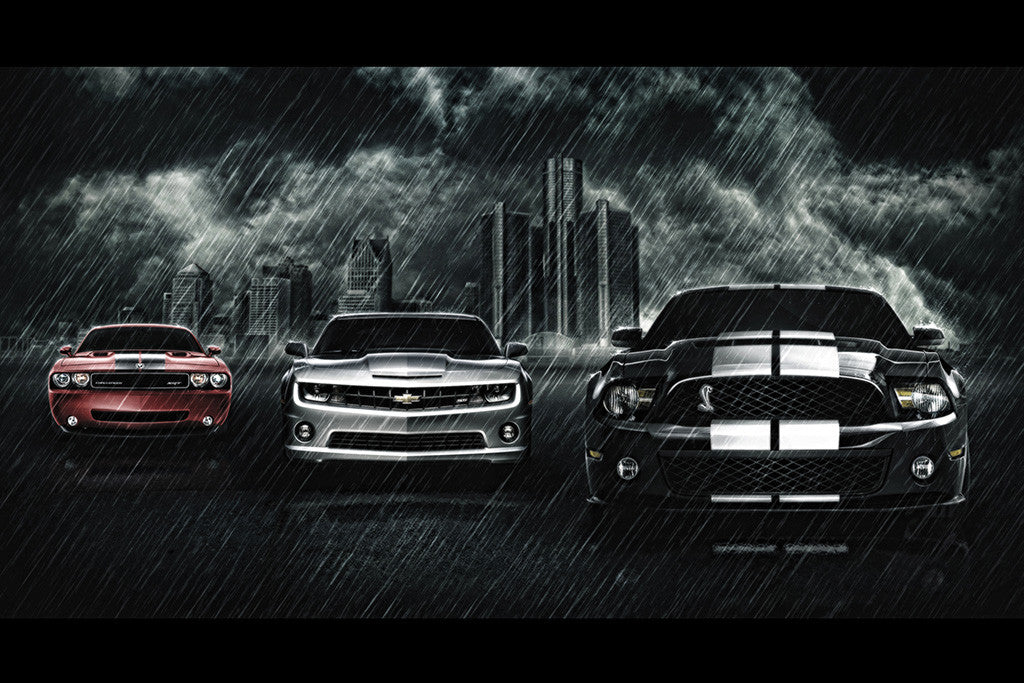 Chevrolet Camaro Ford Mustang Cobra Dodge Challenger SRT Cars Poster – My  Hot Posters