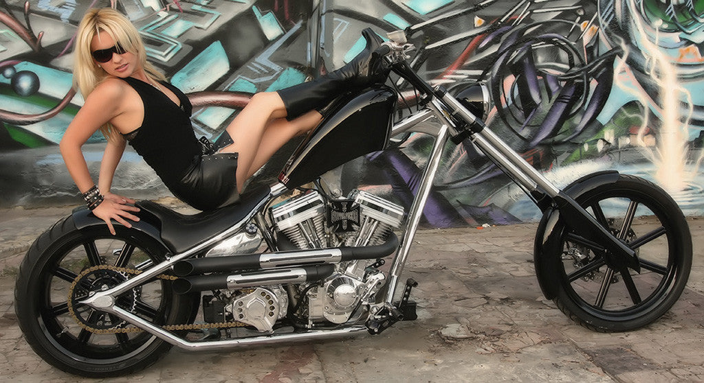 Girl on chopper bike hotsell