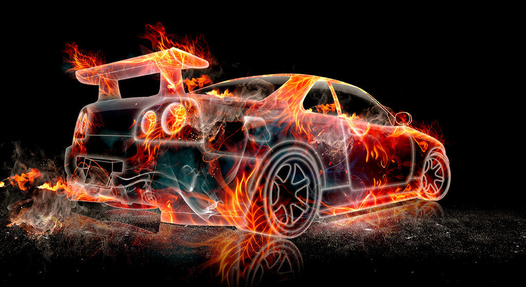 Nissan Skyline GTR R34 Flame Car Poster