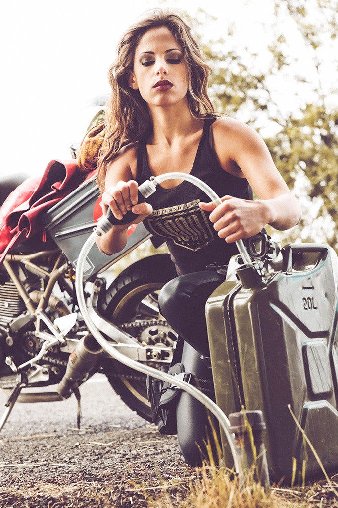 Girl Fueling Motorcycle Bike Motorbike Poster