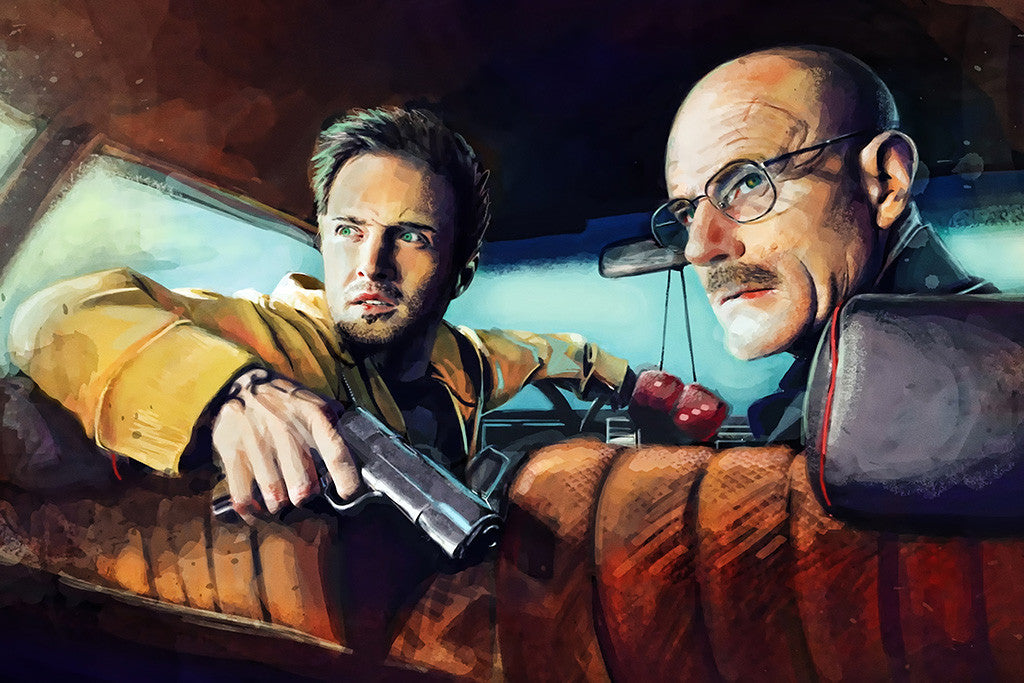 Breaking Bad Walter White Jesse Pinkman Gun Car Poster
