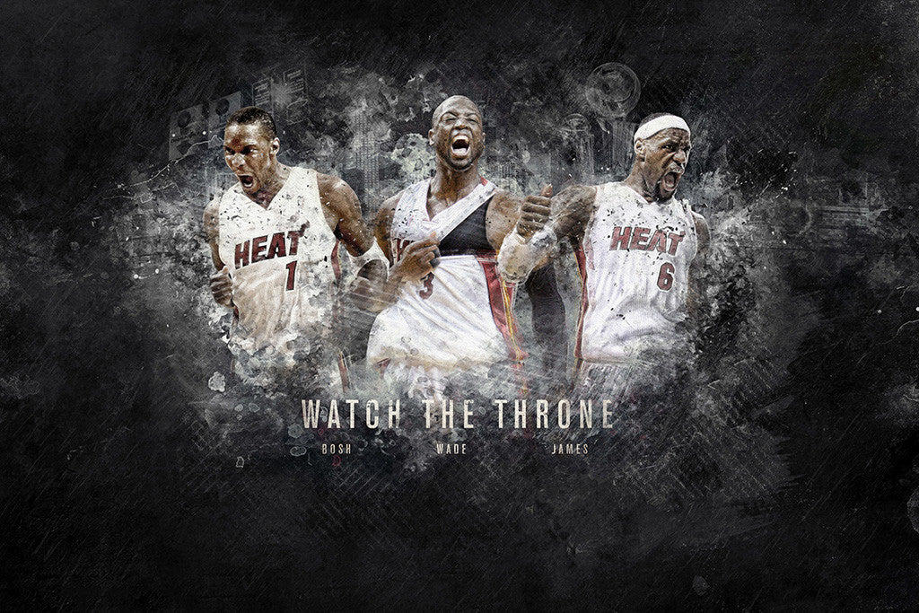 Miami Heat Lebron James Dwyane Wade Chris Bosh Basketball NBA Poster