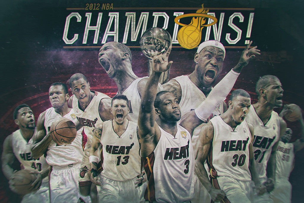 Miami Heat Team Lebron James Dwyane Wade Chris Bosh NBA Poster