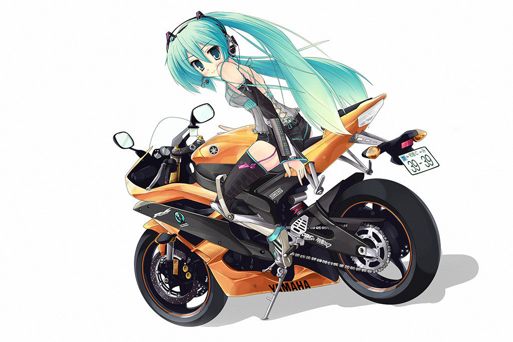 Hatsune Miku On Bike Yamaha R6 Anime Poster