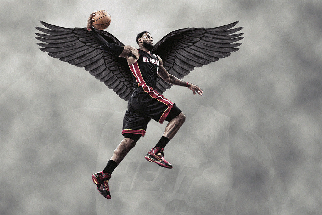 Lebron James Flying Basketball NBA Poster