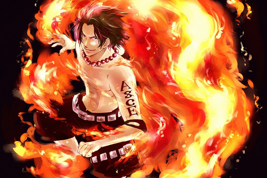 One Piece Portgas D. Ace Fire Flame Anime Poster