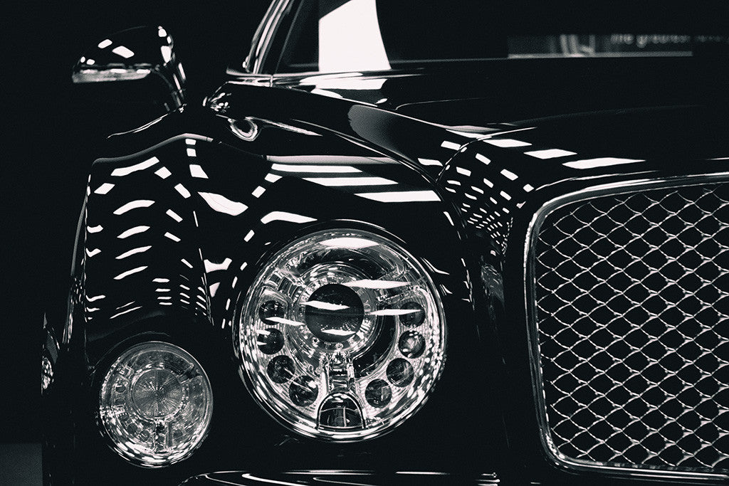 Bentley Black and White Car Auto Poster